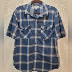 Carhartt Men's Blue Plaid Button-Down Shirt Size L